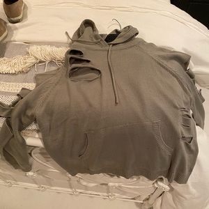 LF cutout distressed hoodie
